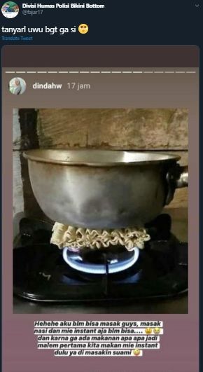 Diedit Warganet, Foto Suami Dinda Hauw Masak Mi Instan Ini Bikin Ngakak! (Twitter/@fajar17)