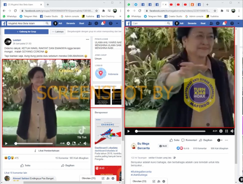 Cek fakta Megawati hingga Jokowi asyik goyang corona (Turnbackhoax.id)