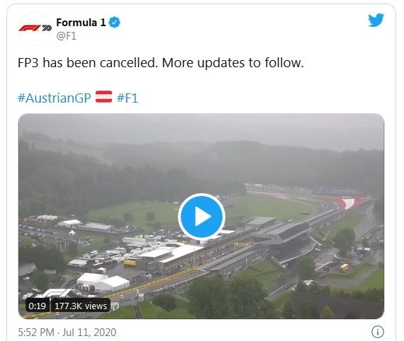 Tangkapan gambar akun Twitter Formula 1@F1