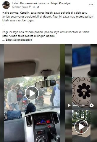 Cerita perawat saat mobil ambulans yang ditumpangi dihadang oknum (Facebook)