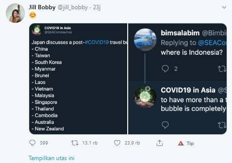 Indonesia tidak dilibatkan diskusi Travel Bubble dengan Jepang & negara ASEAN (Twitter).