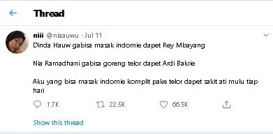 Dinda Hauw Nggak Bisa Masak Mi Instan, Ini Jeritan Hati Warganet. (Twitter)