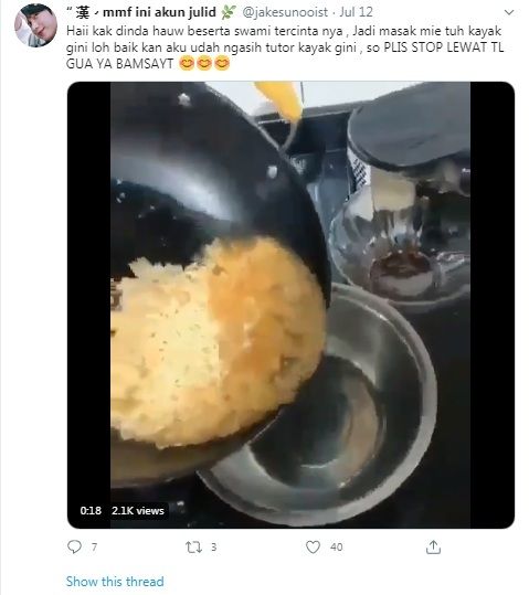 Netizen bagikan tutorial masak mie instan buat Dinda Hauw [Twitter]