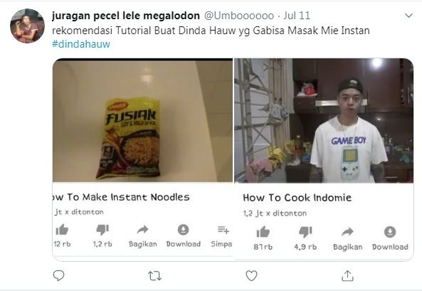 Netizen bagikan tutorial masak mie instan buat Dinda Hauw [Twitter]