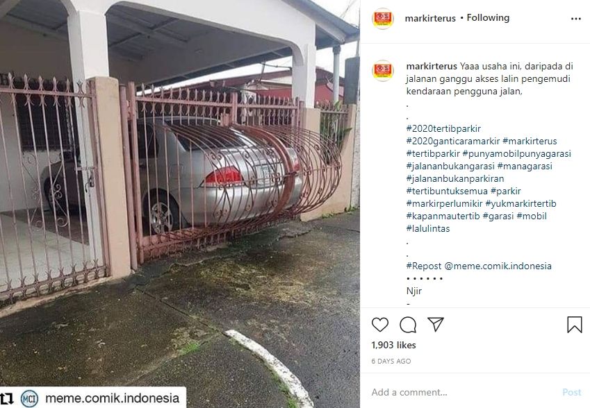 Potret garasi anti makan jalan. (Instagram)