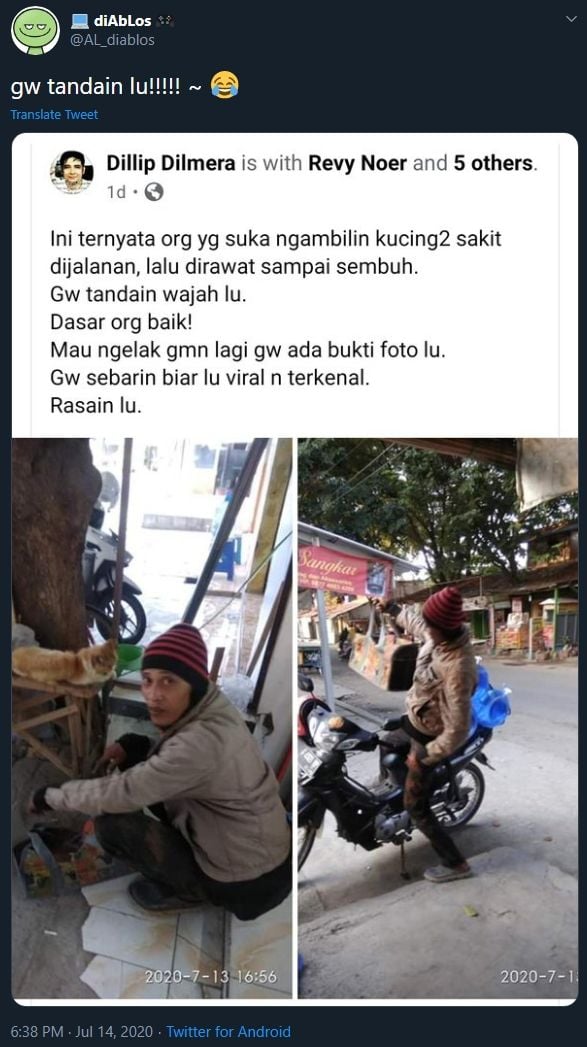 Pemotor ditandai warganet karena aksi terpuji. (Twitter)