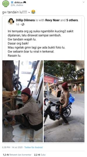 Warganet sumpahi penyelamat kucing dengan doa baik (Twitter).