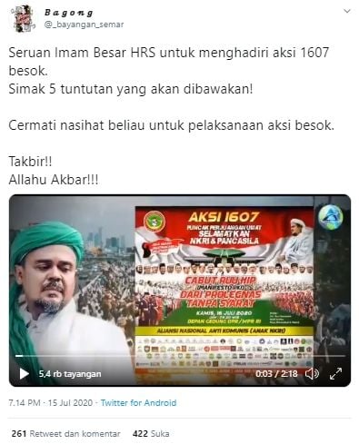 Video seruan aksi 1607 (Twitter).