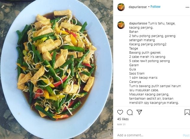 Cocok untuk Dijadikan Bekal. Intip Resep Tumis Tahu Tiram Berikit Ini. (Instagram/@dapurlarose)