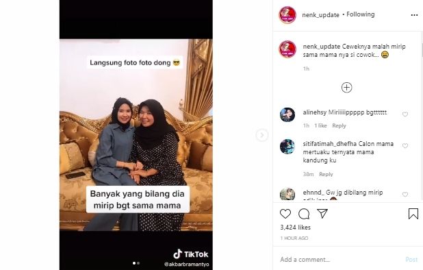 Viral video pacar mirip calon mertua (Instagram).