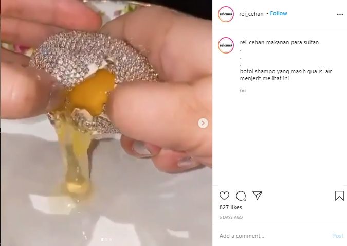 Berlapis Hiasan Mirip Berlian, Mewahnya Telur dan Pisang Ini Jadi Sorotan. (Instagram/@Rei_cehan)