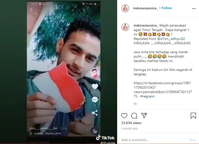 Pria bakar dan robek bendera Merah Putih (Instagram/indonesiavoice_)