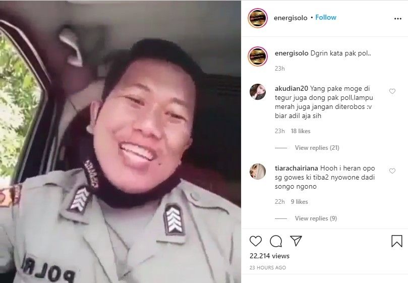 Imbauan polisi ke pesepeda langgar aturan lalu lintas (Instagram/energisolo)