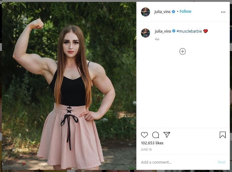 Julia Vins, Wanita yang Disebut Barbie Berotot (instagram.com/julia_vins)