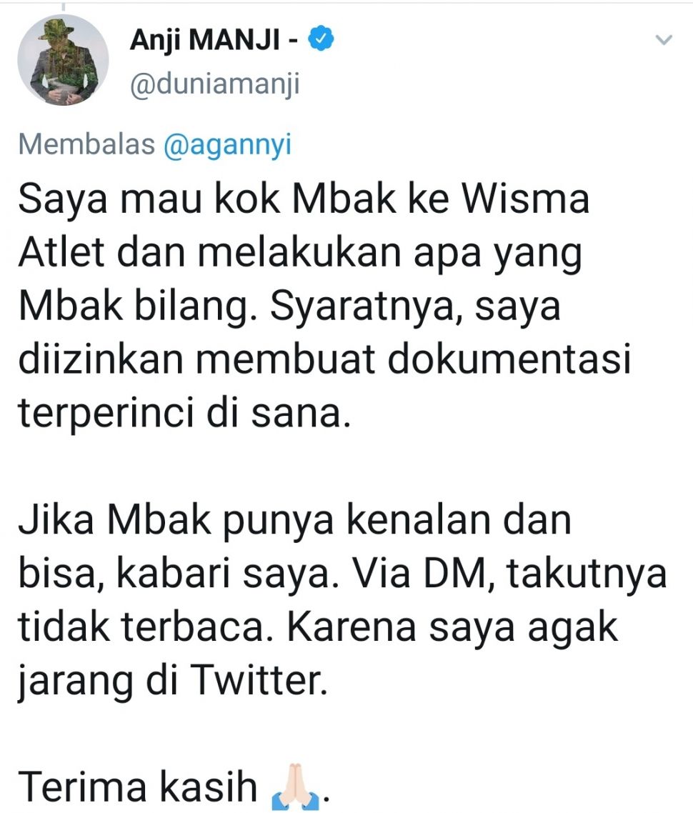 Twit Anji soal Covid-19 [Twitter]