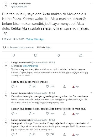 Ibu cerita pengalamannya dibantu manajer McD (Twitter).