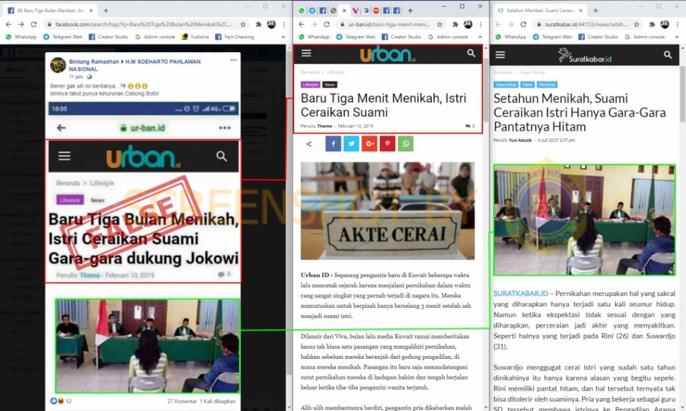 Fakta istri gugat suami karena dukung Jokowi (Turnbackhoax.id)