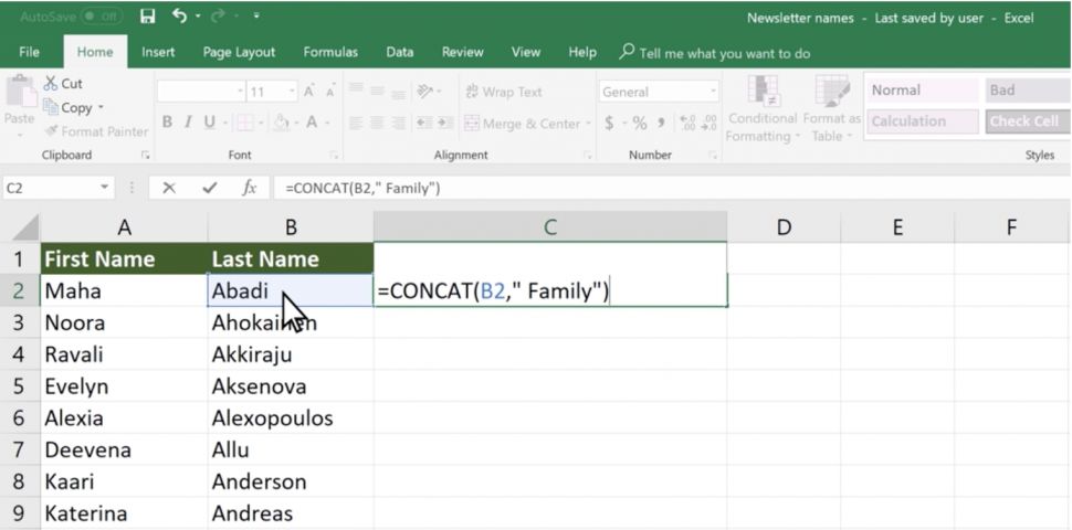 how to use merge and center in excel