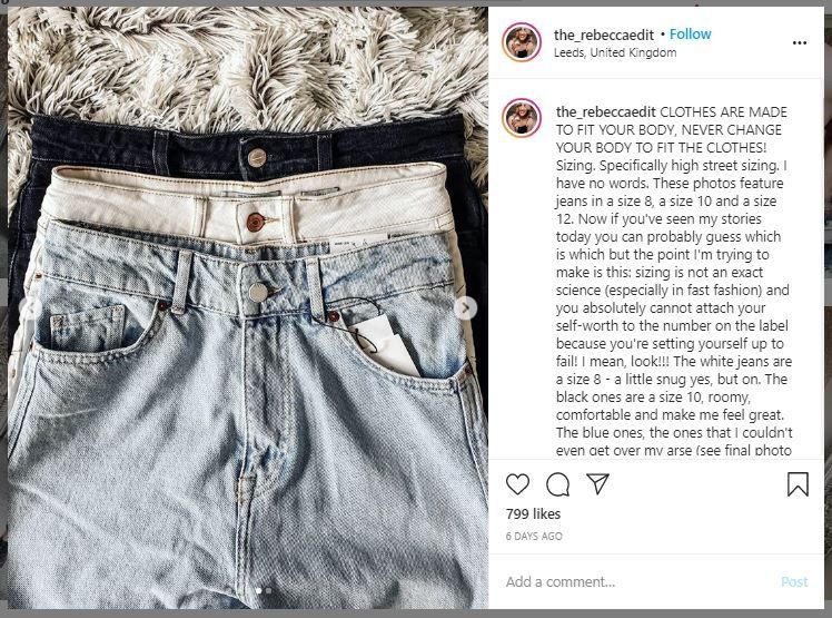Ukuran Celana Jeans Tidak Masuk Akal (instagram.com/the_rebeccaedit)