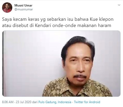 Musni umar kecam isu klepon bukan jajanan islami (Twitter/musniumar)