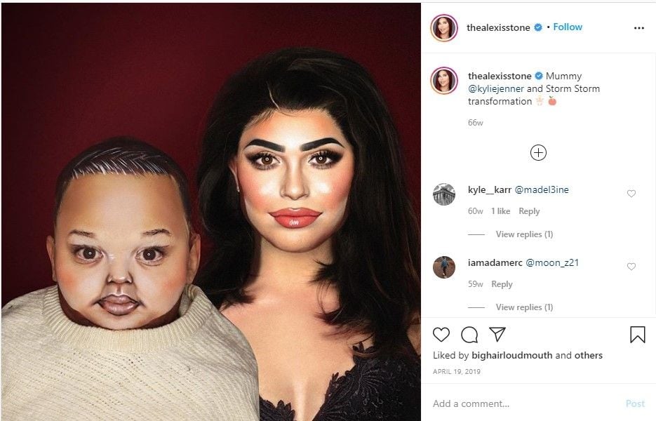 Make up mirip Kylie Jenner dan Stormi. (Dok:thealexisstone)