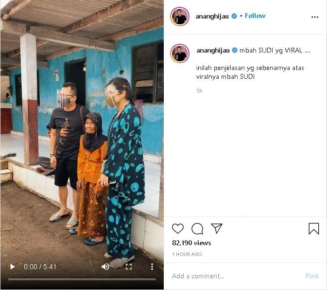 Anang Ashanty kunjungi Mbah Sudi di Jogja - (Instagram/@ananghijau)