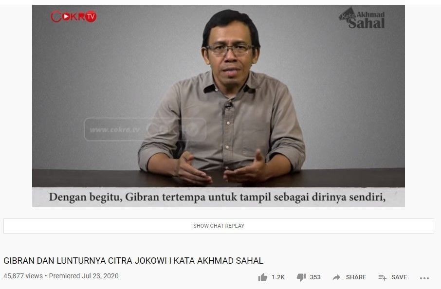 Gus Sahal kritik pencalonan Gibran jadi calon Wali Kota Solo (YouTube/CokroTV)