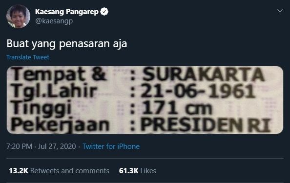 Kaesang 'bongkar' rahasia keluarga Jokowi. (twitter.com/kaesangp)