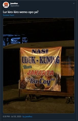 Pasang Tulisan Begini di Spanduk, Penjual Nasi Uduk Sukses Bikin Bingung. (Twitter/@jawafess)