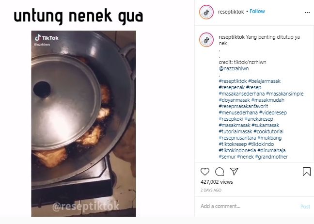 Disuruh Tunggu Masakan, Wanita Ini Malah Dibuat Bingung Masalah Tutup Panci. (Instagram/@reseptiktok