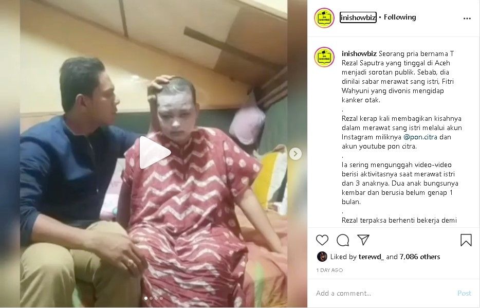 Video suami rawat istri kanker otak - (Instagram/@pon.citra/@inishowbiz)