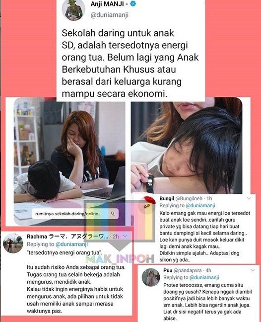 Penyanyi Anji mengungkapkan pendapatnya soal sekolah daring. [Instagram]