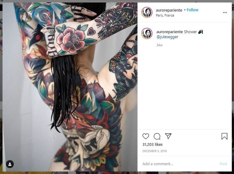 Model Mengaku Alami Orgasme karena Rasa Sakit saat Bikin Tato (instagram.com/aurorepariente)