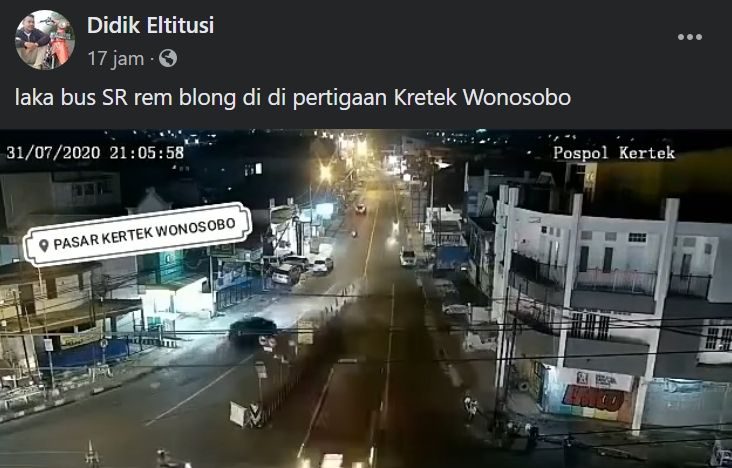 Detik-detik kecelakaan bus di Wonosobo. (Facebook/Didik Eltitusi)