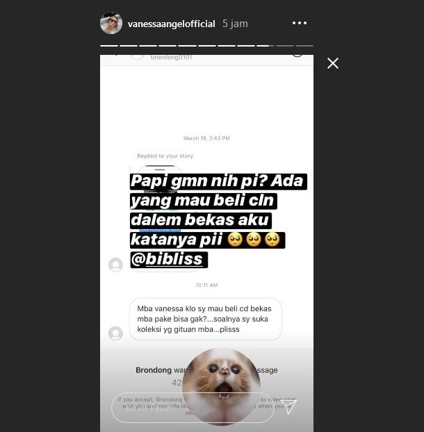 Vanesa Angel ungkap ada orang yang ingin membeli celana dalamnya. [Instagram Story]