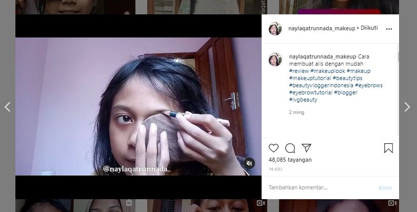 Tips unik membentuk alis pakai alat makan. (Instagram/@naylaqatrunnada_makeup)