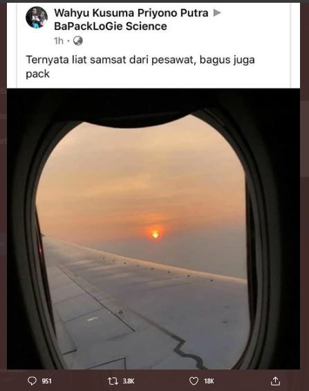 Endingnya Bikin Ngakak, Bapak-bapak Ini Ngaku Lihat Samsat dari Pesawat. (Twitter/@kgblgnunfaedah)