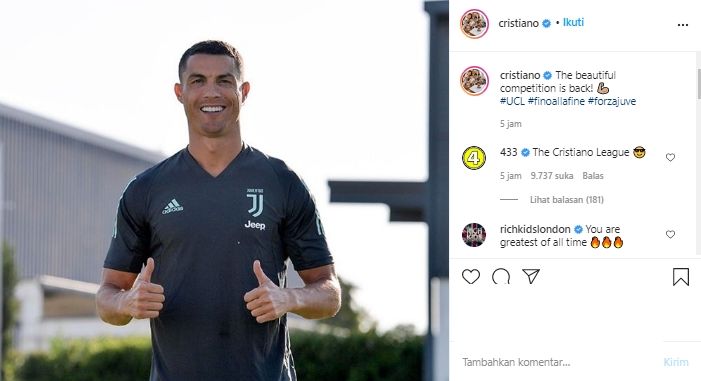 Cristiano Ronalo punya rambut baru. (Instagram/@cristiano).