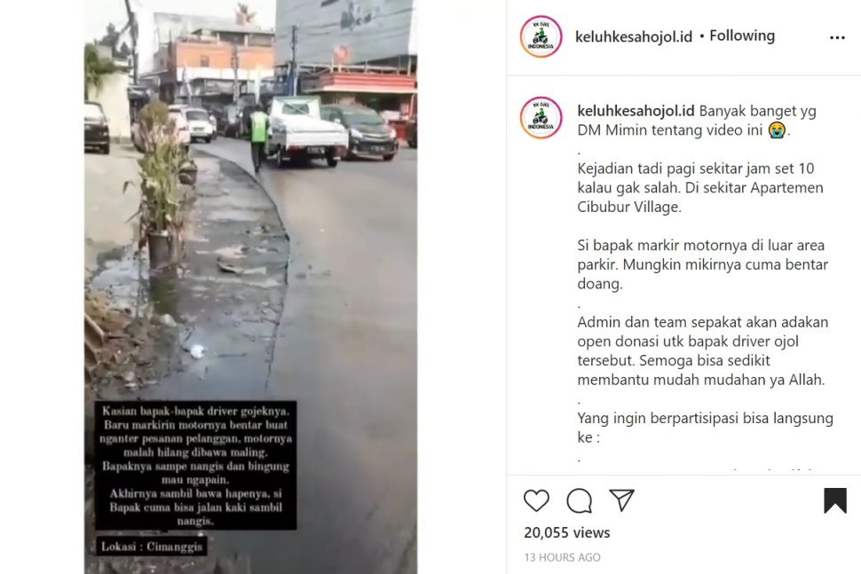 Motor ojol raib digondol maling. (Instagram)