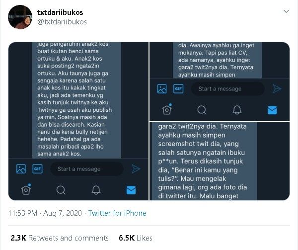Jejak digital anak kos - (Twitter/@txtdariibukos)