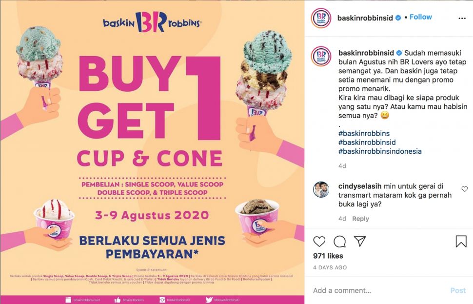 Promo Bulan Agustus Baskin Robbins (instagram.com/baskinrobbinsid)