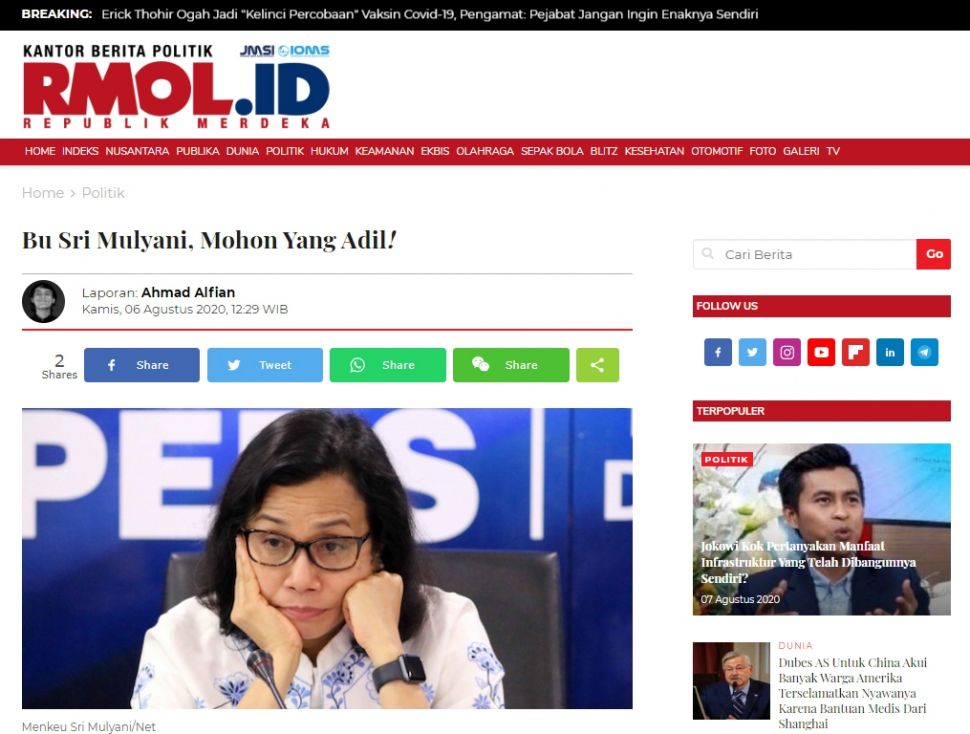 Fakta Sri Mulyani serahkan tugas Menkeu ke Rizal Ramli (Turnbackhoax.id)