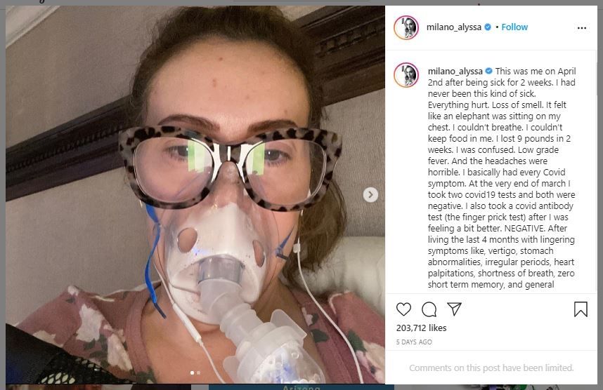 Alyssa Milano Bagikan Efek Samping Covid-19 (instagram.com/milano_alyssa)