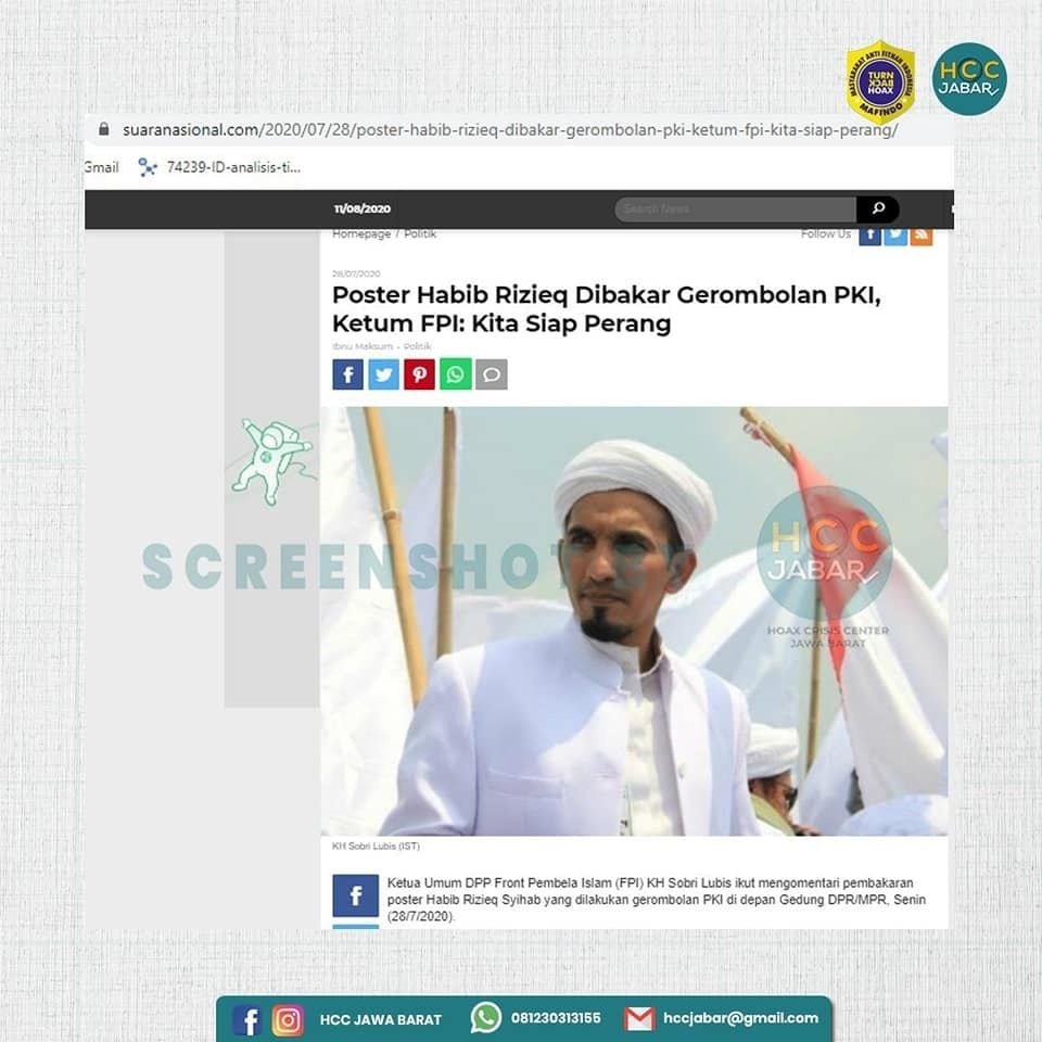 Fakta  anggota FPI kebal bacok siap perang karena foto Rizieq dibakar (Turnbackhoax.id)