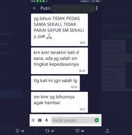 Pesan Makanan Lewat Aplikasi Ojol, Rewelnya Pelanggan Ini Bikin Geregetan. (Twitter/@penjahatgunung)