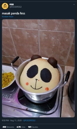 Kocak, Penampakan Roti Panda Ini Bikin Gemas Sekaligus Merinding. (Twitter/@FOODFESS2)