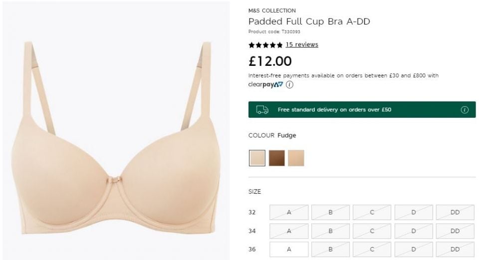 Nama Warna Bra Marks and Spencer (marksandspencer.com) 