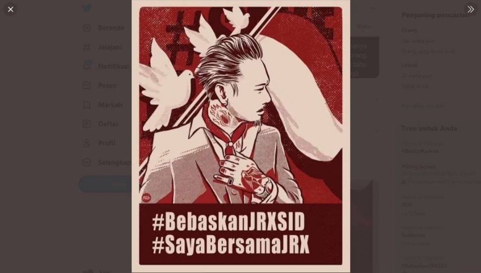 Publik serukan tagar #BebaskanJRXSID (Twitter)