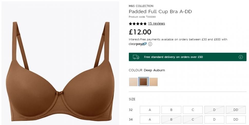 Nama Warna Bra Marks and Spencer (marksandspencer.com) 