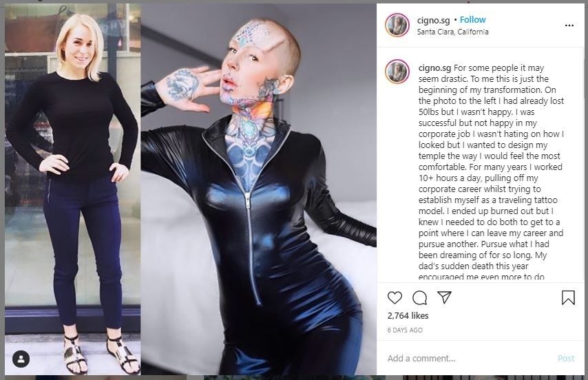 Wanita yang Ingin Punya Penampilan Mirip Robot (instagram.com/cigno.sg)